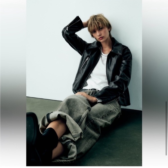 Zara Black Faux Leather Zip-Up Jacket - Picture 5 of 10